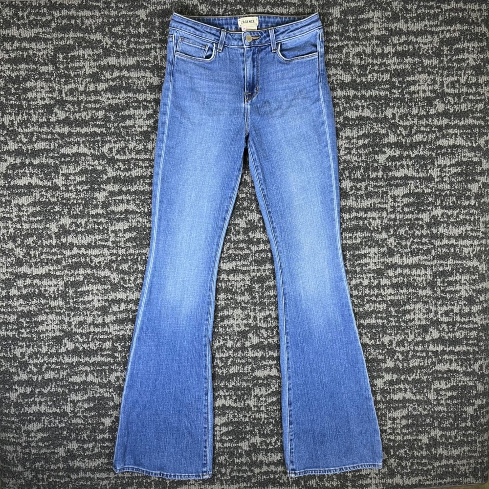 L'AGENCE Bell Flare Jeans Womens 26 Blue High Rise Stretch Denim 2531RDM